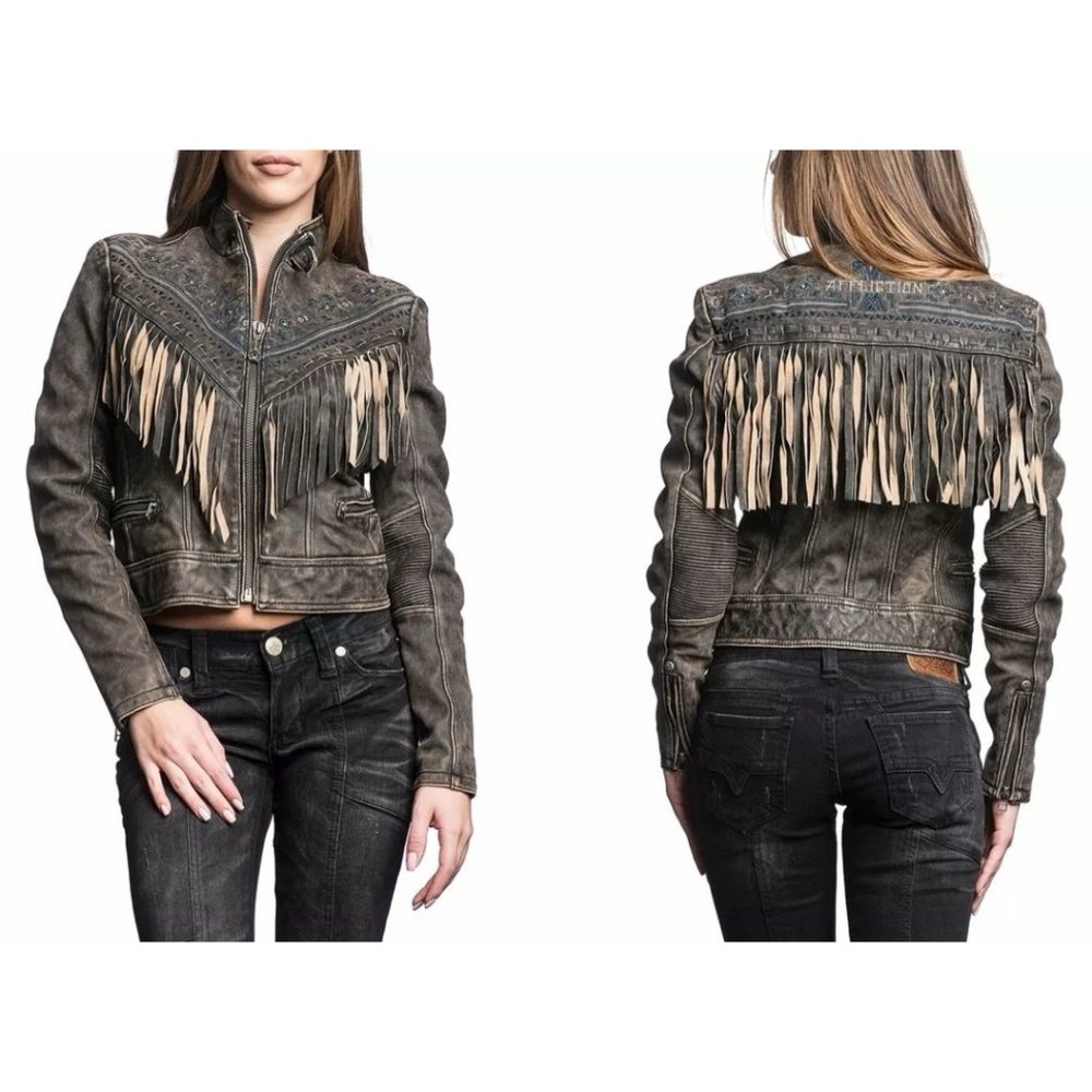 AFFLICTION Leather LOST LOVE Women's Jacket Biker